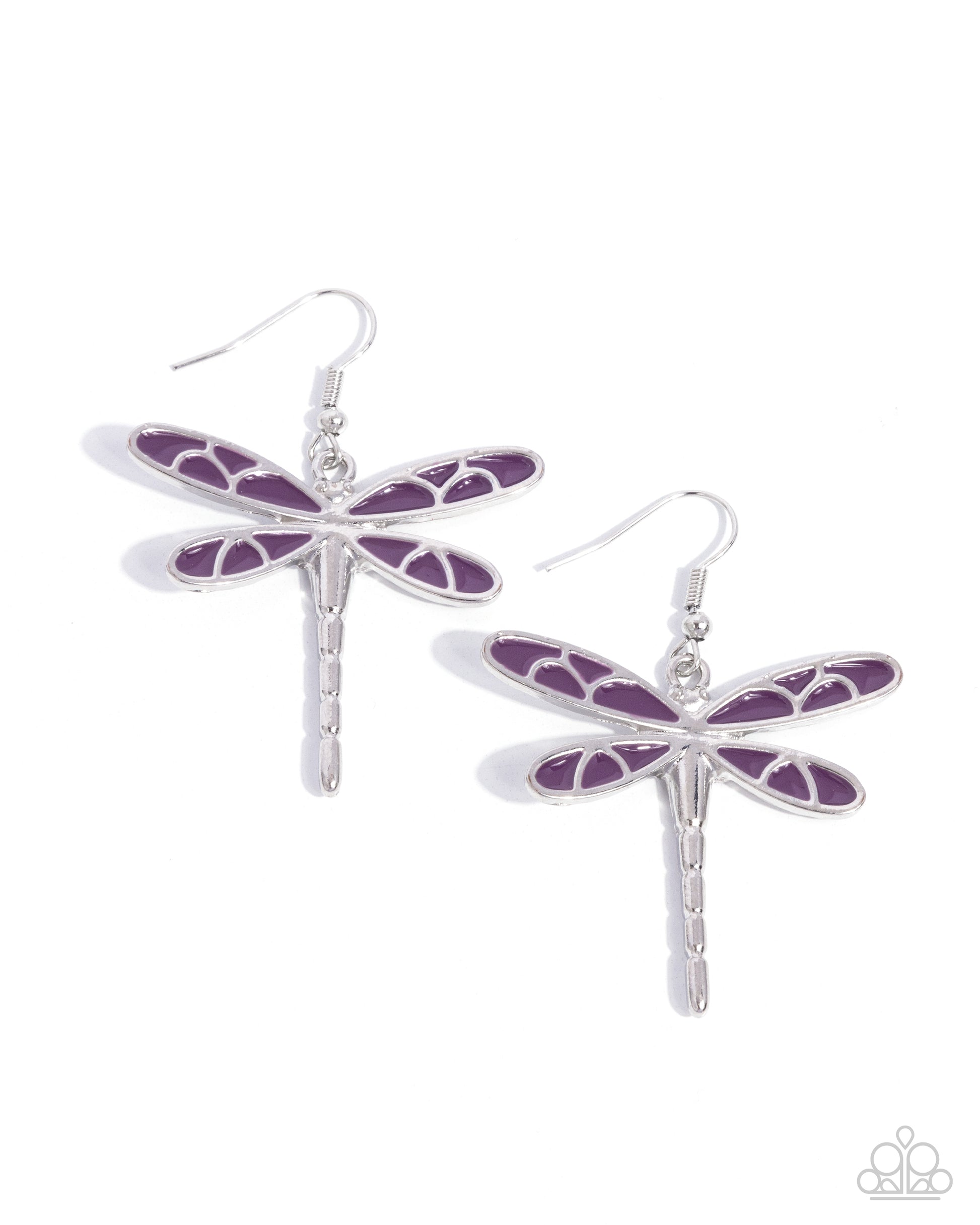 Dragonfly Descent - Purple Earring - Paparazzi - Dare2bdazzlin N Jewelry