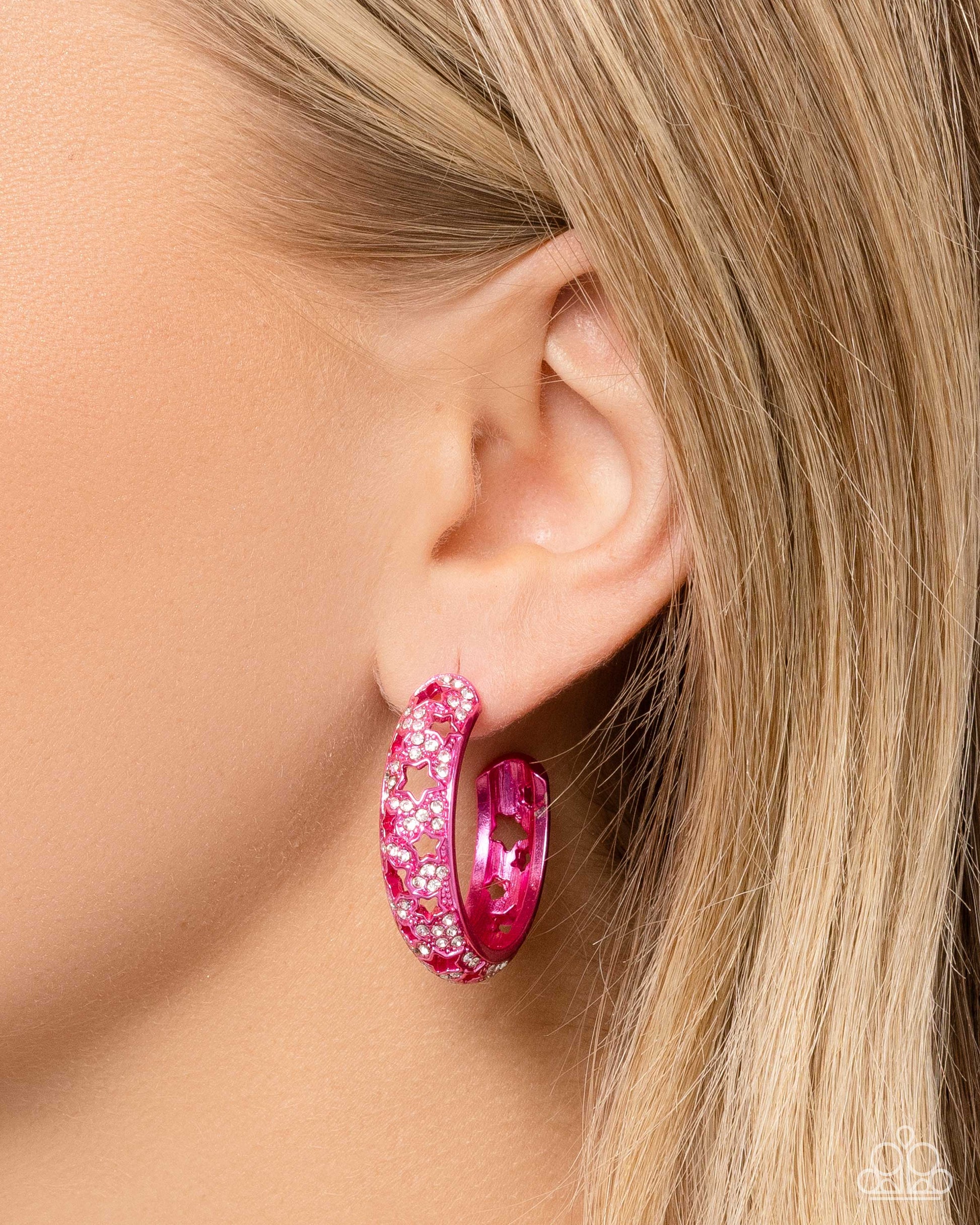 Stellar Significance - Pink Hoop Earring - Paparazzi - Dare2bdazzlin N Jewelry