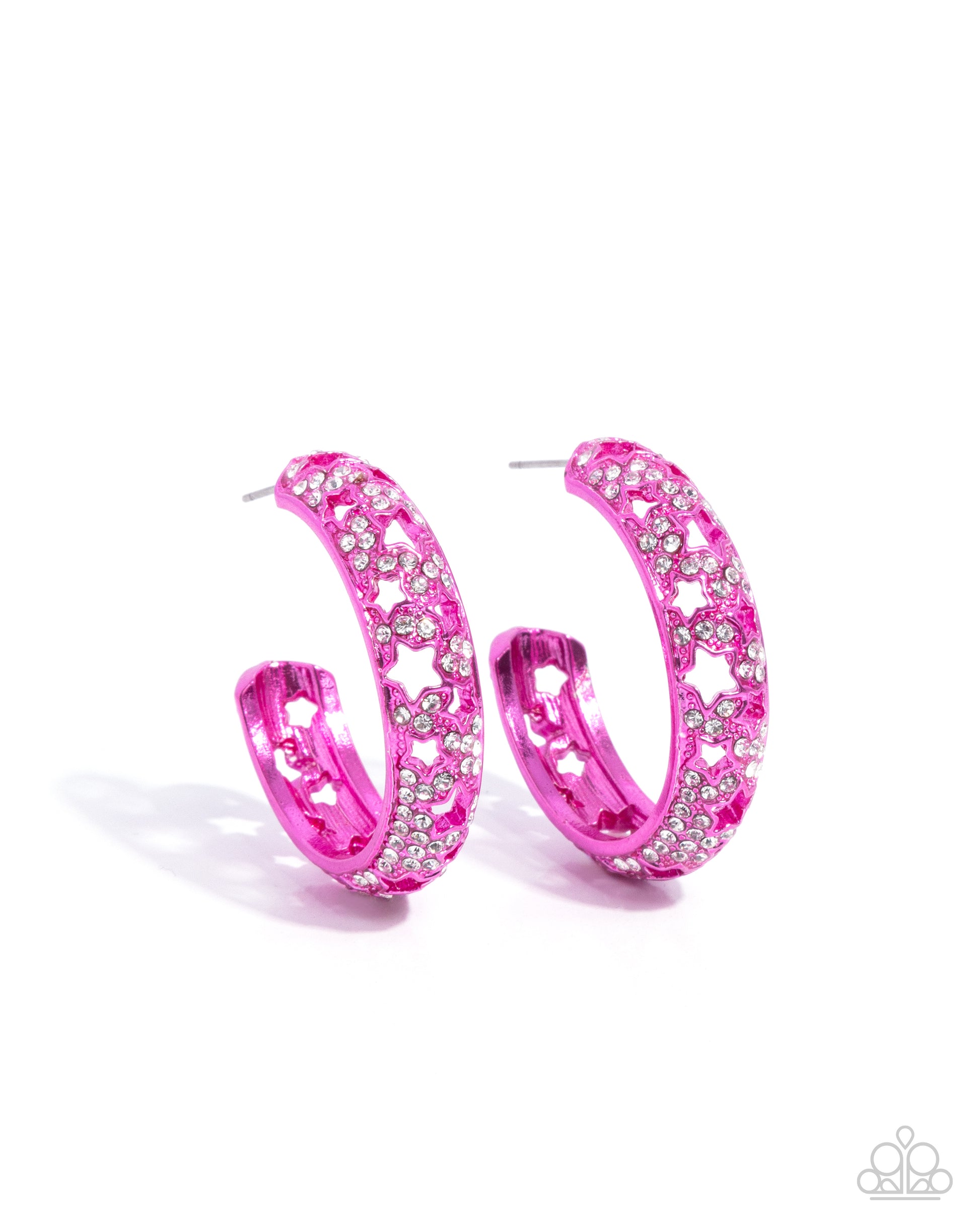 Stellar Significance - Pink Hoop Earring - Paparazzi - Dare2bdazzlin N Jewelry