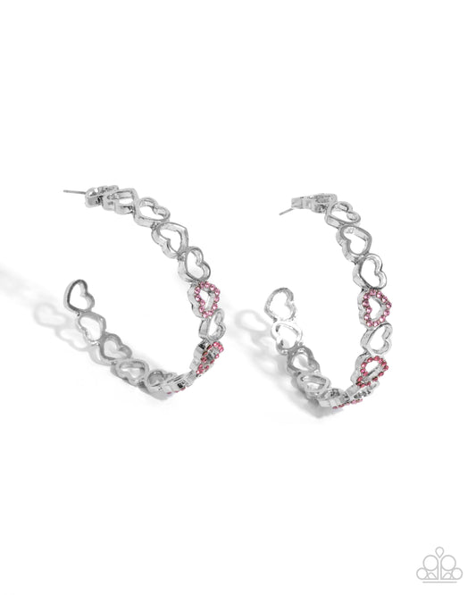 Happier Than Ever - Pink Hoop Earring - Paparazzi - Dare2bdazzlin N Jewelry