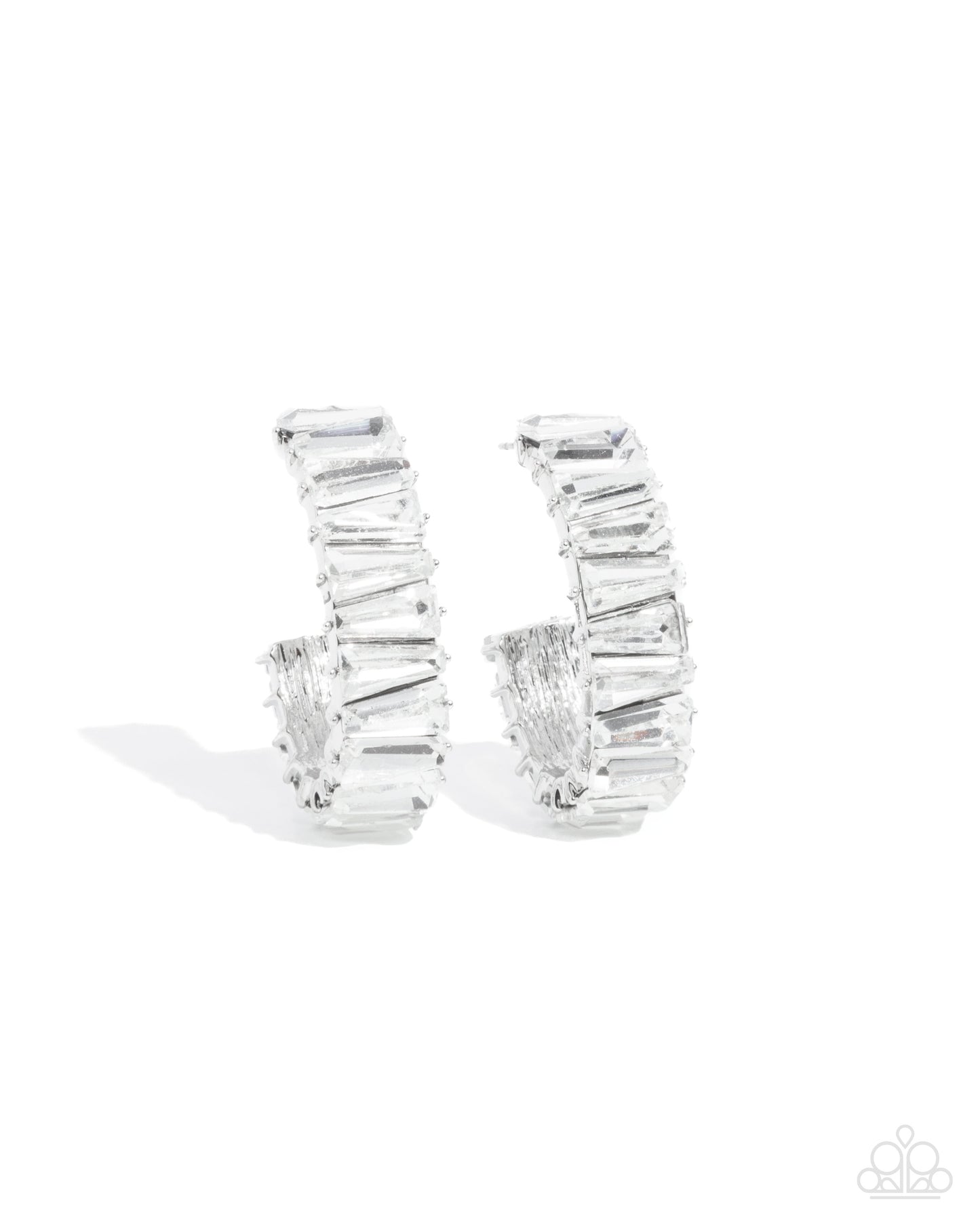 Permissible Pizzazz - White Hoop Earring - Paparazzi - Dare2bdazzlin N Jewelry