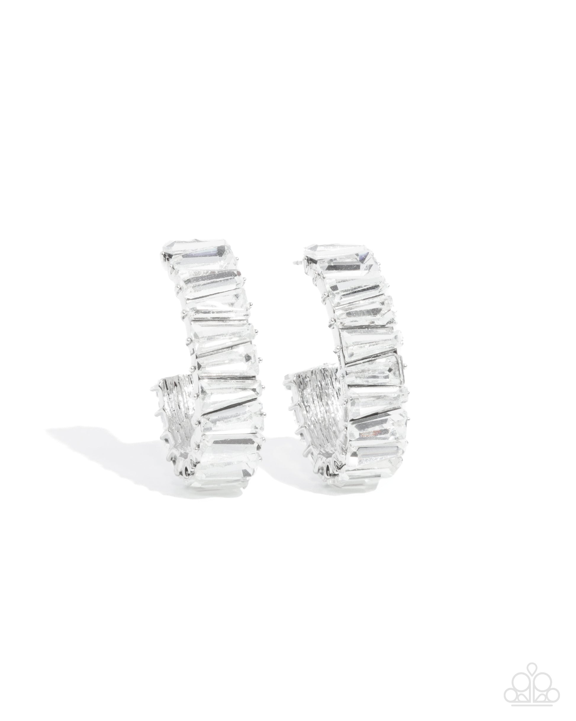 Permissible Pizzazz - White Hoop Earring - Paparazzi - Dare2bdazzlin N Jewelry