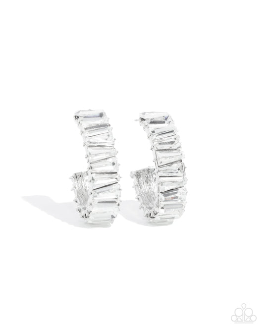 Permissible Pizzazz - White Hoop Earring - Paparazzi - Dare2bdazzlin N Jewelry