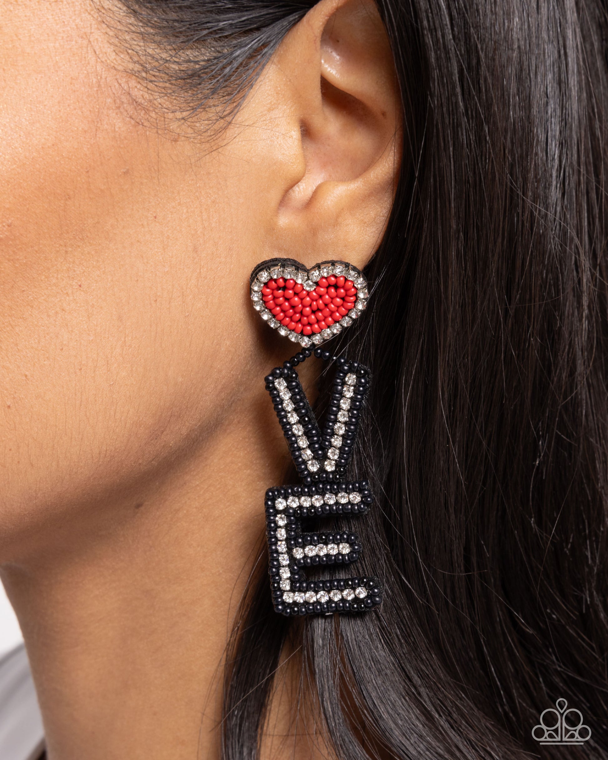 Visible Valentines - Black Post Earring - Paparazzi - Dare2bdazzlin N Jewelry
