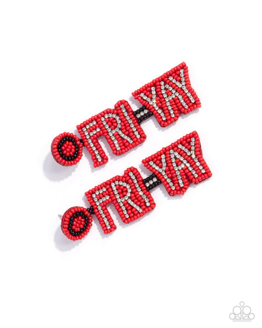 Its Friday! - Red Post Earring - Paparazzi - Dare2bdazzlin N Jewelry