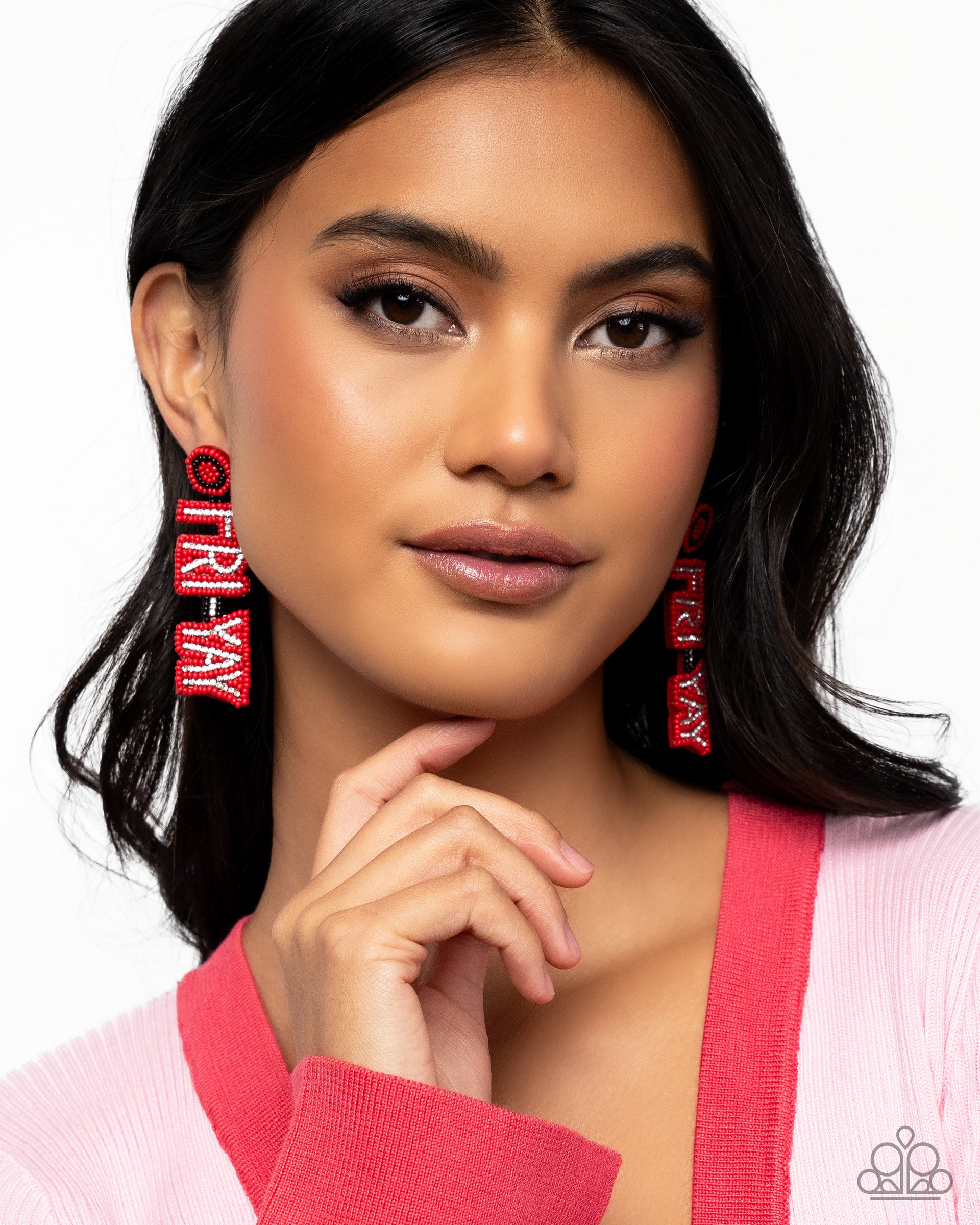 Its Friday! - Red Post Earring - Paparazzi - Dare2bdazzlin N Jewelry