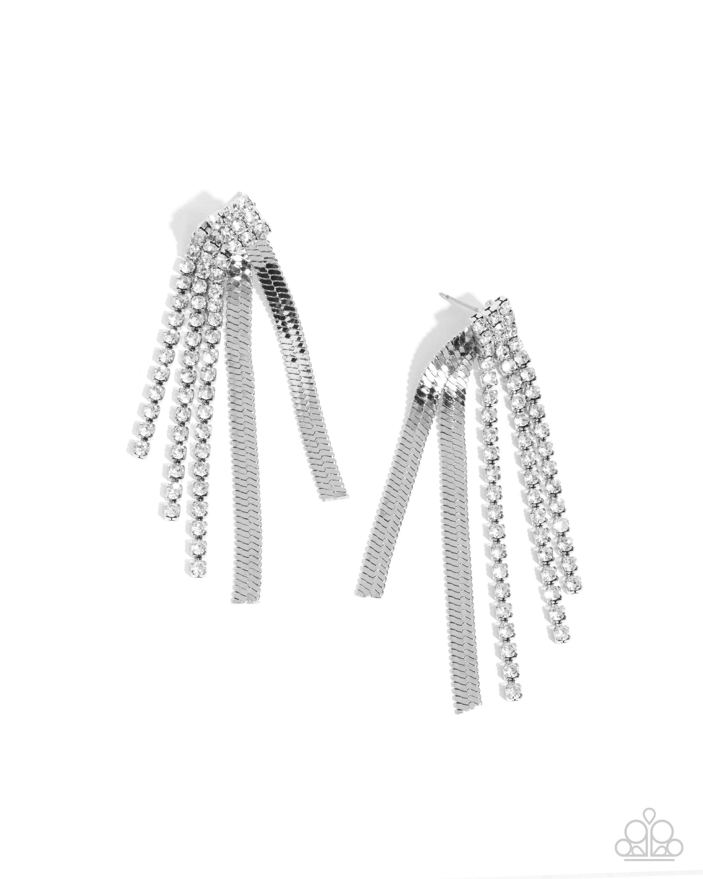 Dramatic Downpour - White Post Earring - Paparazzi - Dare2bdazzlin N Jewelry