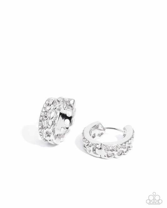 Lethal Layers - White Hoops Hinge Earring - Paparazzi - Dare2bdazzlin N Jewelry