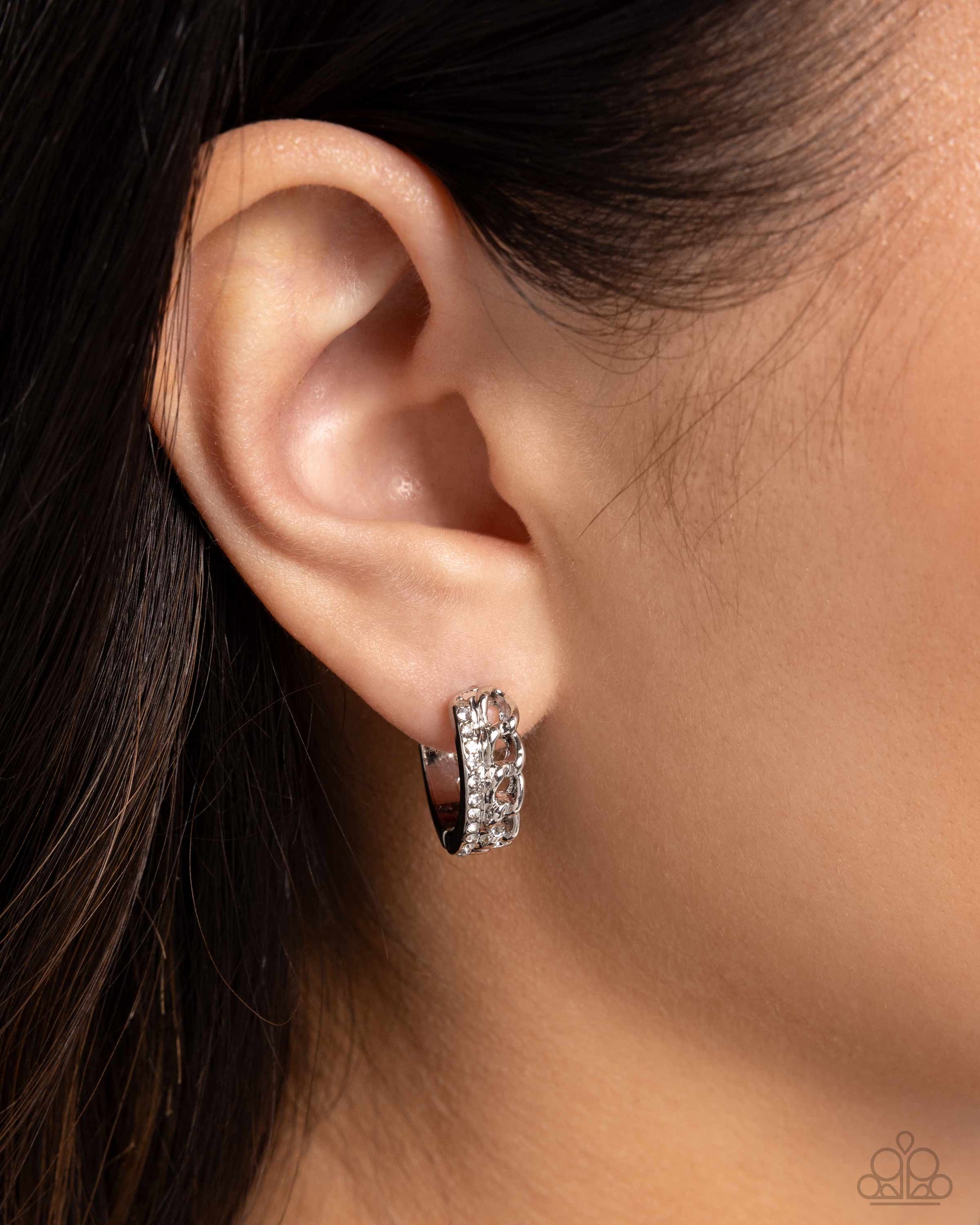 Lethal Layers - White Hoops Hinge Earring - Paparazzi - Dare2bdazzlin N Jewelry