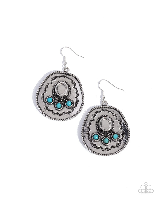 Cowboy Chaperone - Blue Earring - Paparazzi - Dare2bdazzlin N Jewelry
