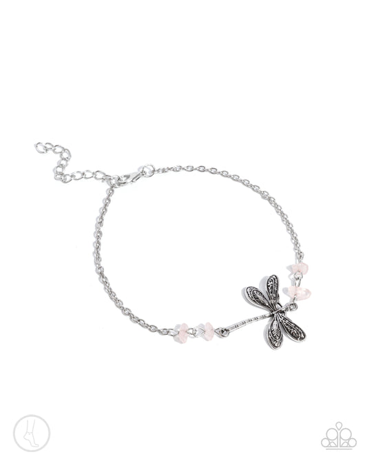 Dragonfly Dawn - Pink Anklet - Paparazzi - Dare2bdazzlin N Jewelry