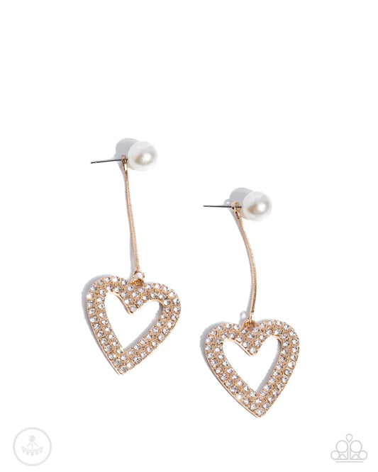 Valentine's Vision Gold Post Earring - Paparazzi - Dare2bdazzlin N Jewelry