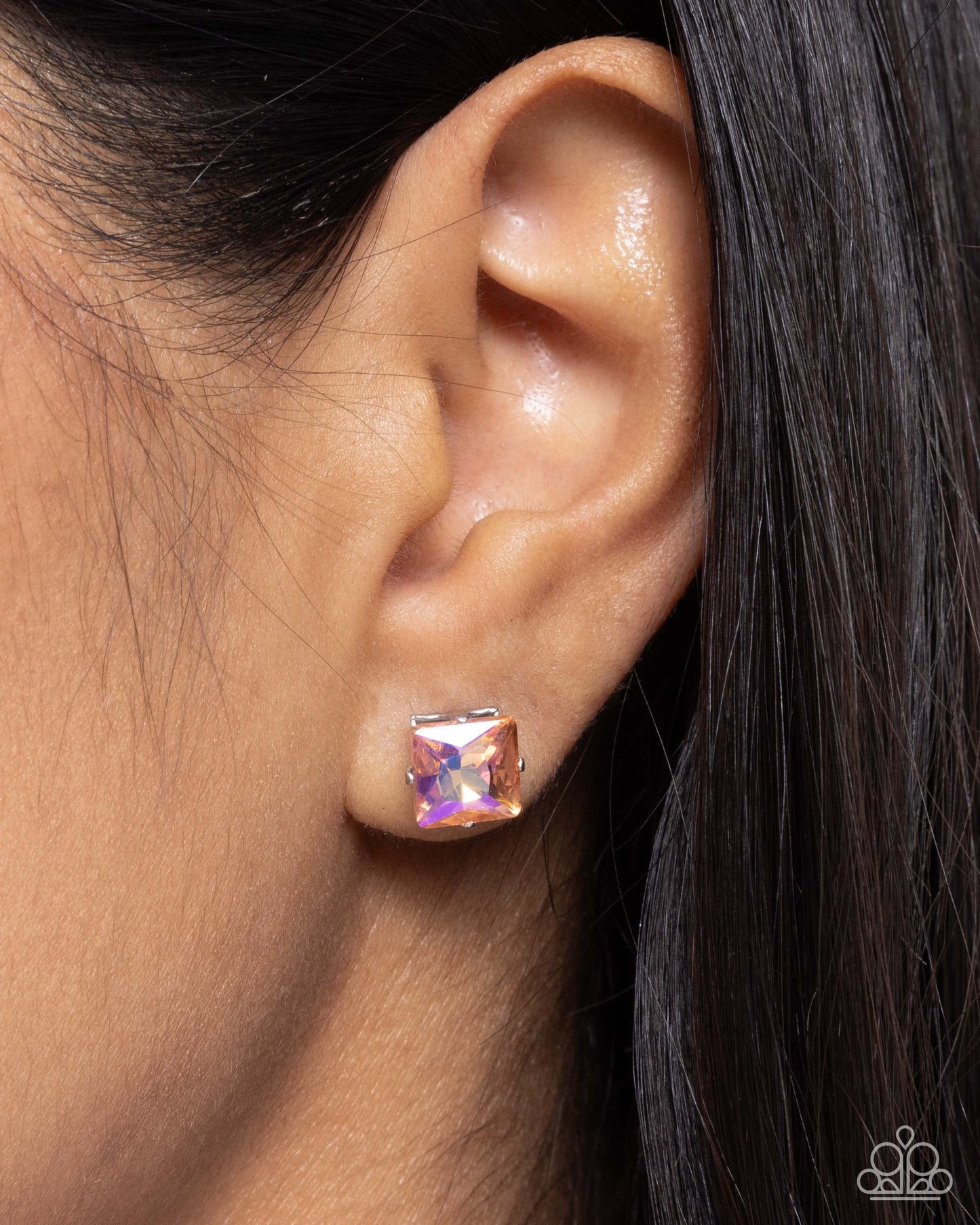 Squared Soprano - Orange Post Earring - Paparazzi - Dare2bdazzlin N Jewelry