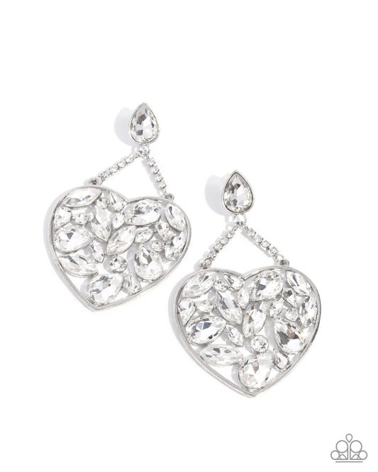 Glittery Gait - White Post Earring - Paparazzi - Dare2bdazzlin N Jewelry