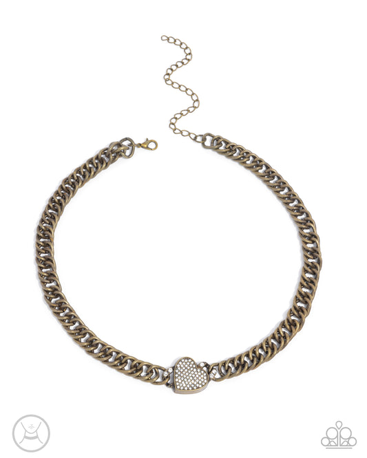 Endearing Edge - Brass Choker - Paparazzi - Dare2bdazzlin N Jewelry