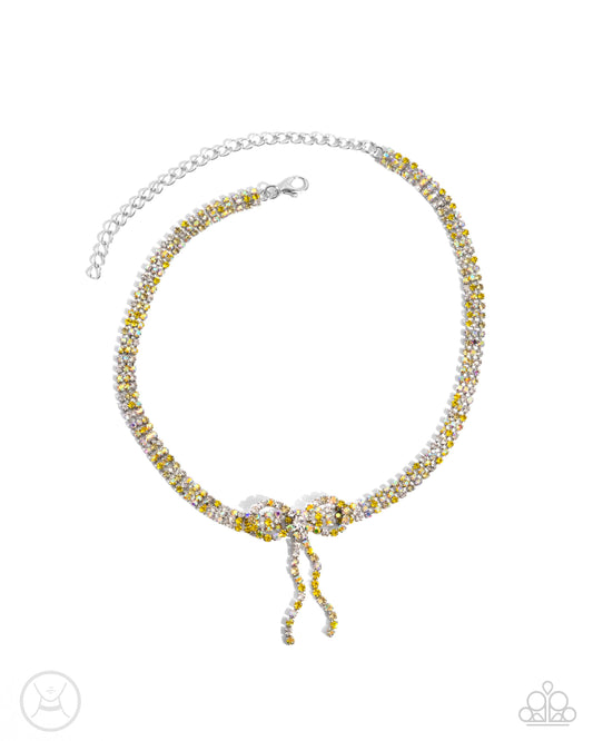 Buckingham Bow - Yellow Choker - Paparazzi - Dare2bdazzlin N Jewelry