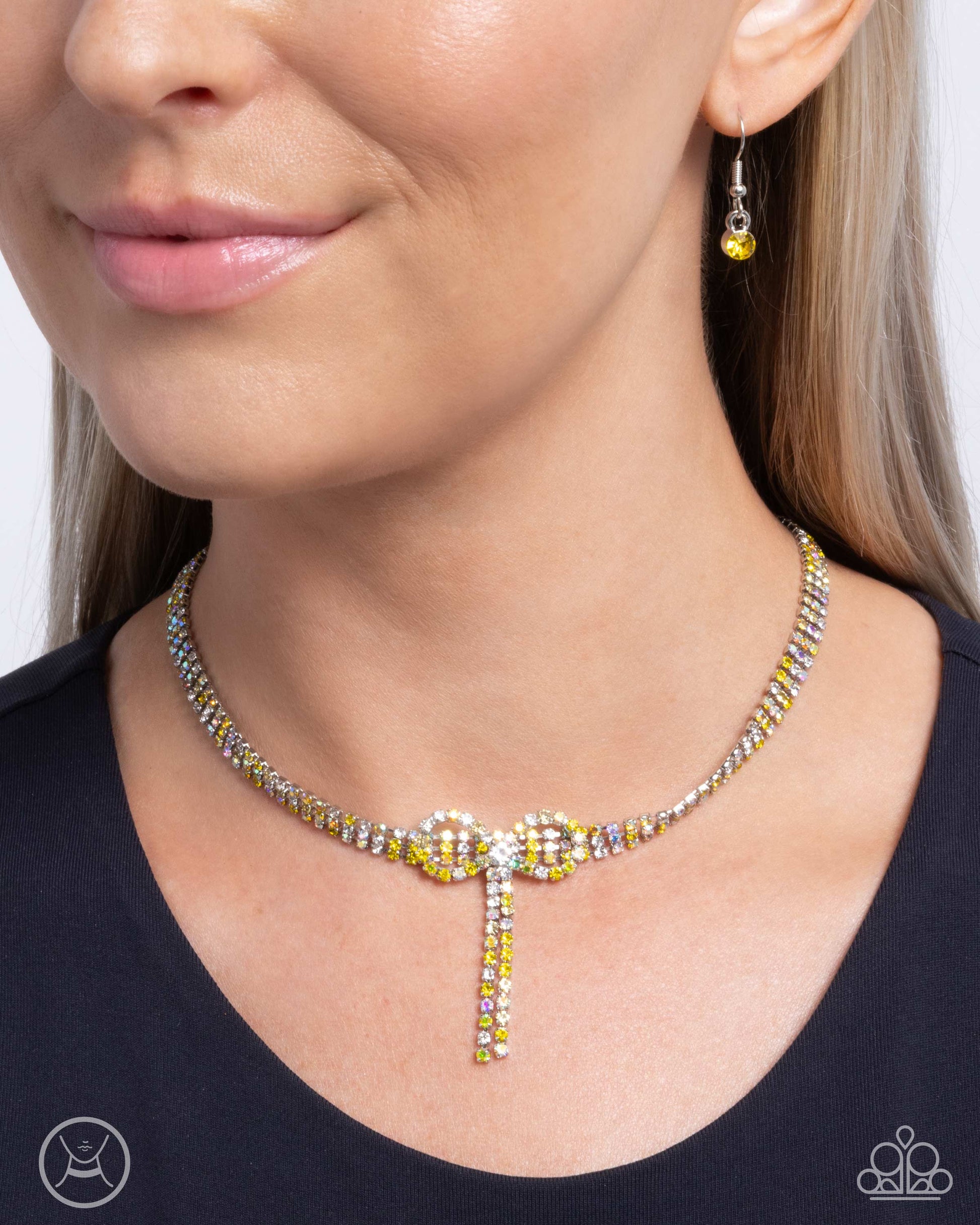 Buckingham Bow - Yellow Choker - Paparazzi - Dare2bdazzlin N Jewelry