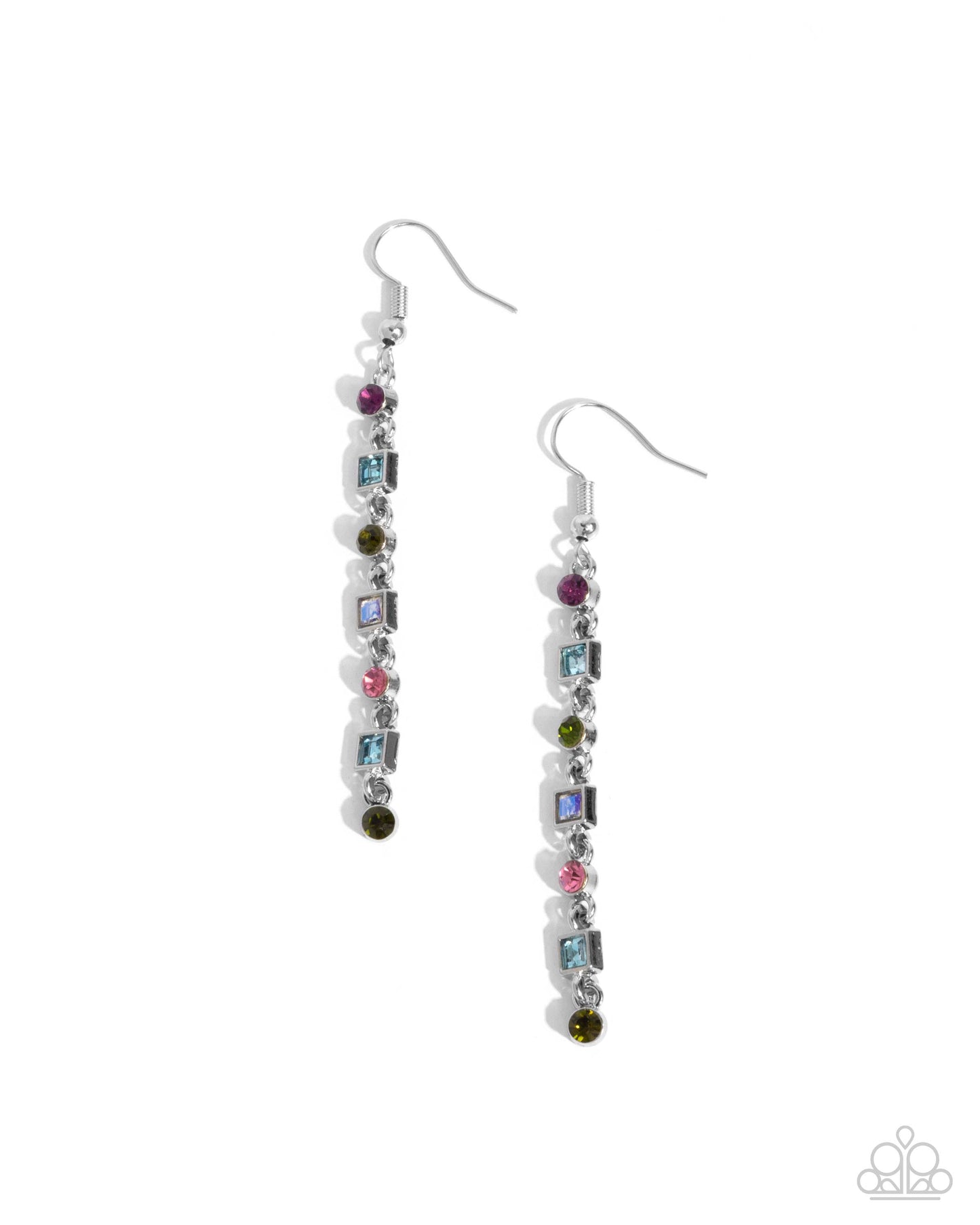 Square Slope - Multi Earring - Paparazzi - Dare2bdazzlin N Jewelry