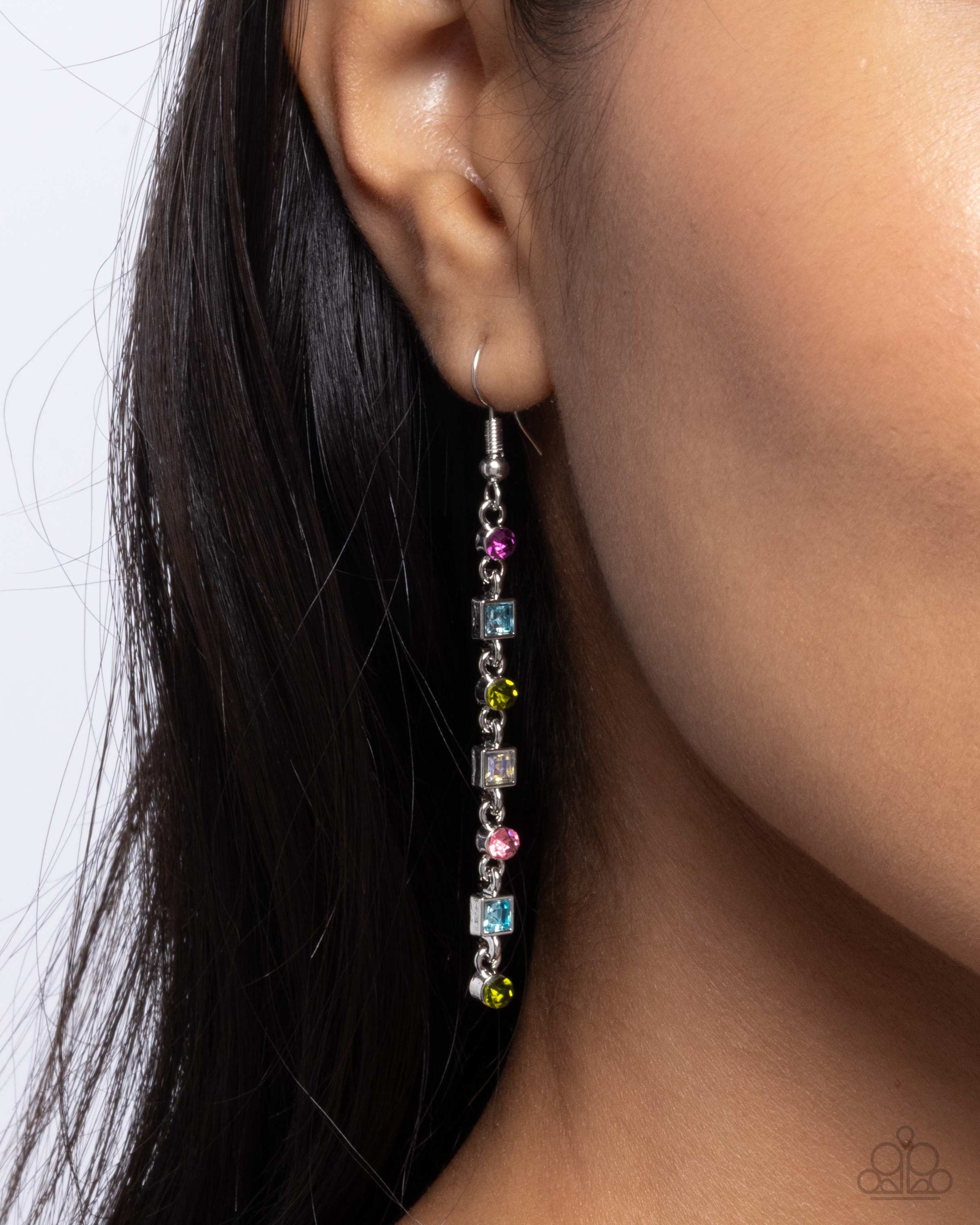 Square Slope - Multi Earring - Paparazzi - Dare2bdazzlin N Jewelry