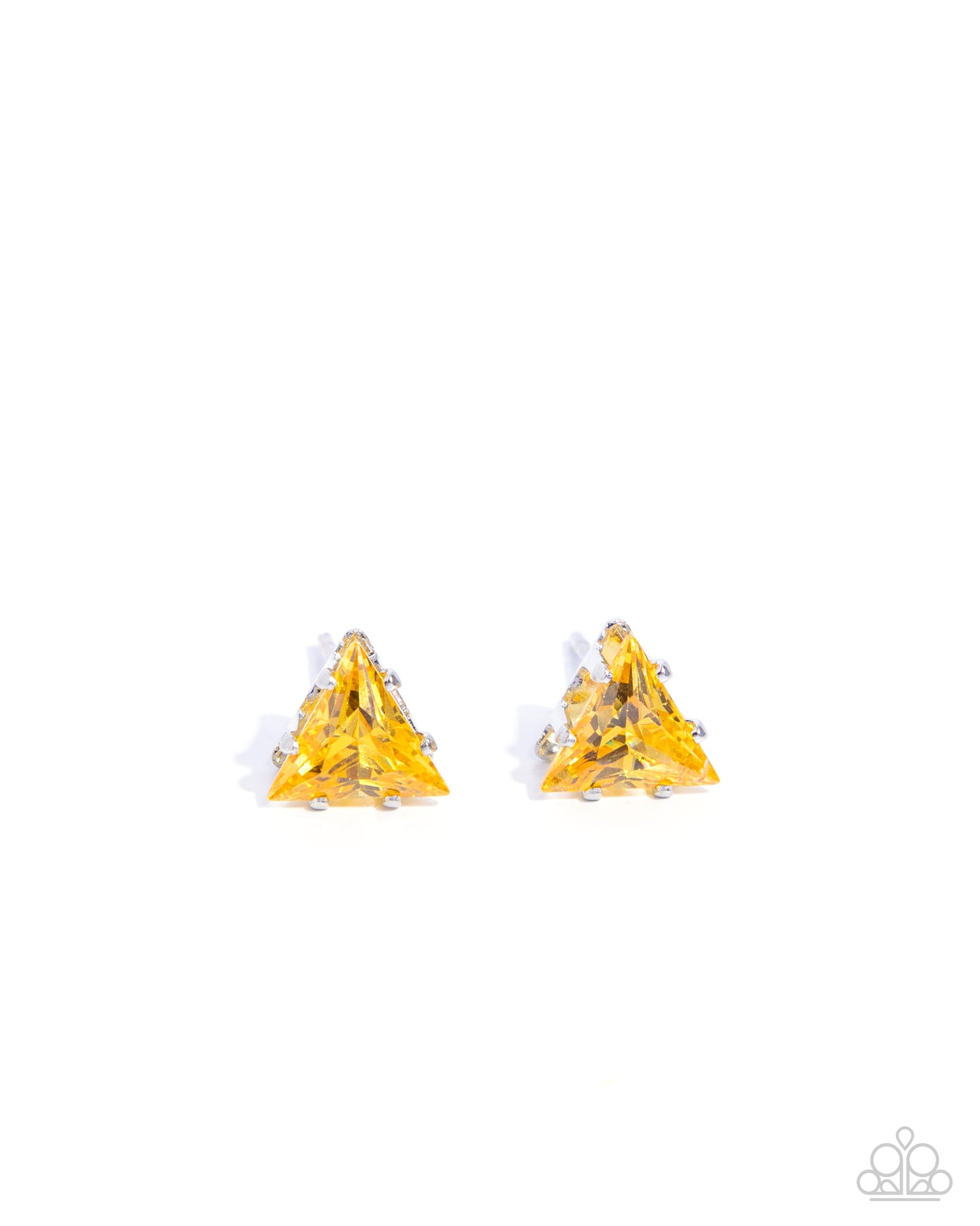 Triangular Twinkle - Yellow Post Earring - Paparazzi - Dare2bdazzlin N Jewelry