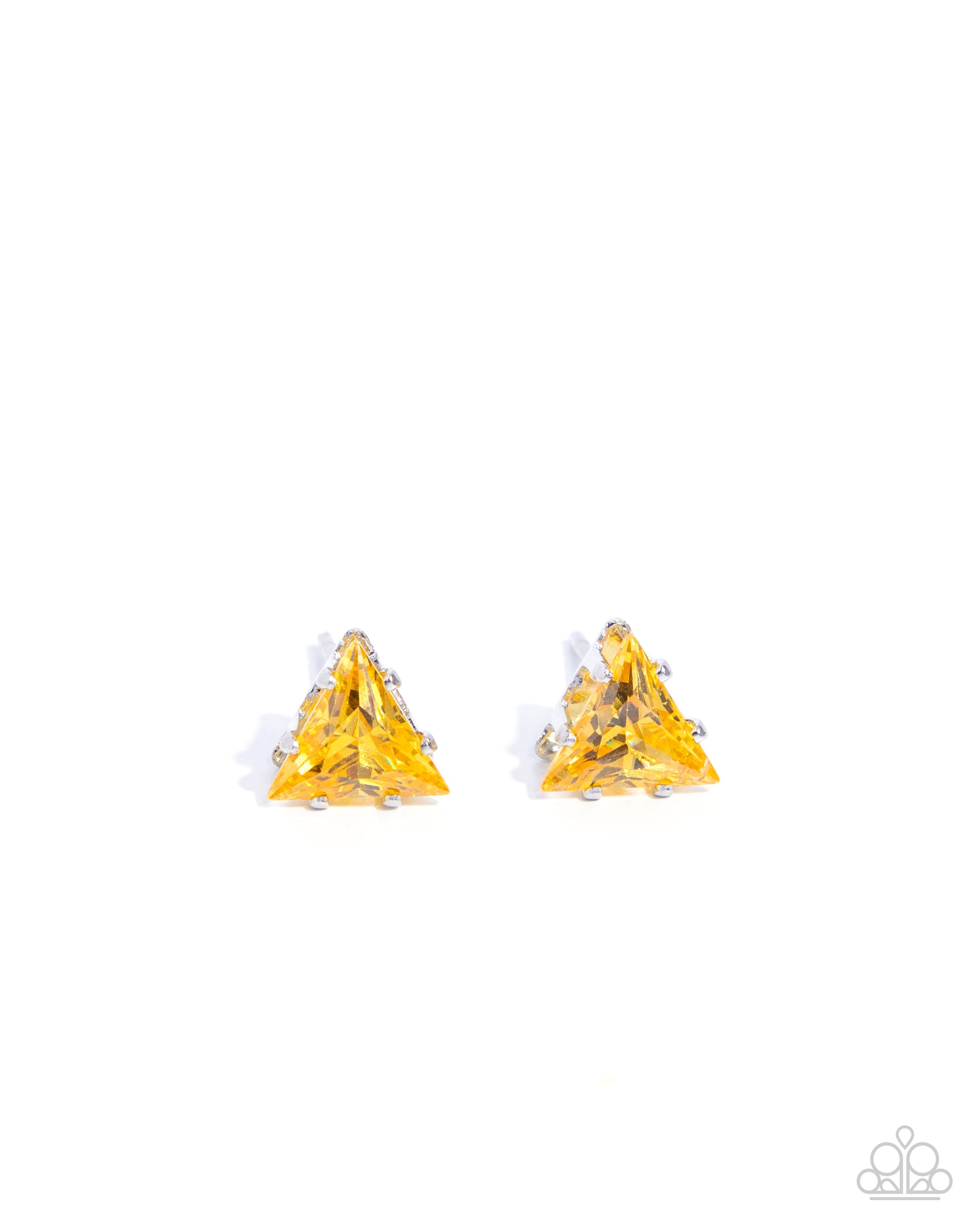 Triangular Twinkle - Yellow Post Earring - Paparazzi - Dare2bdazzlin N Jewelry