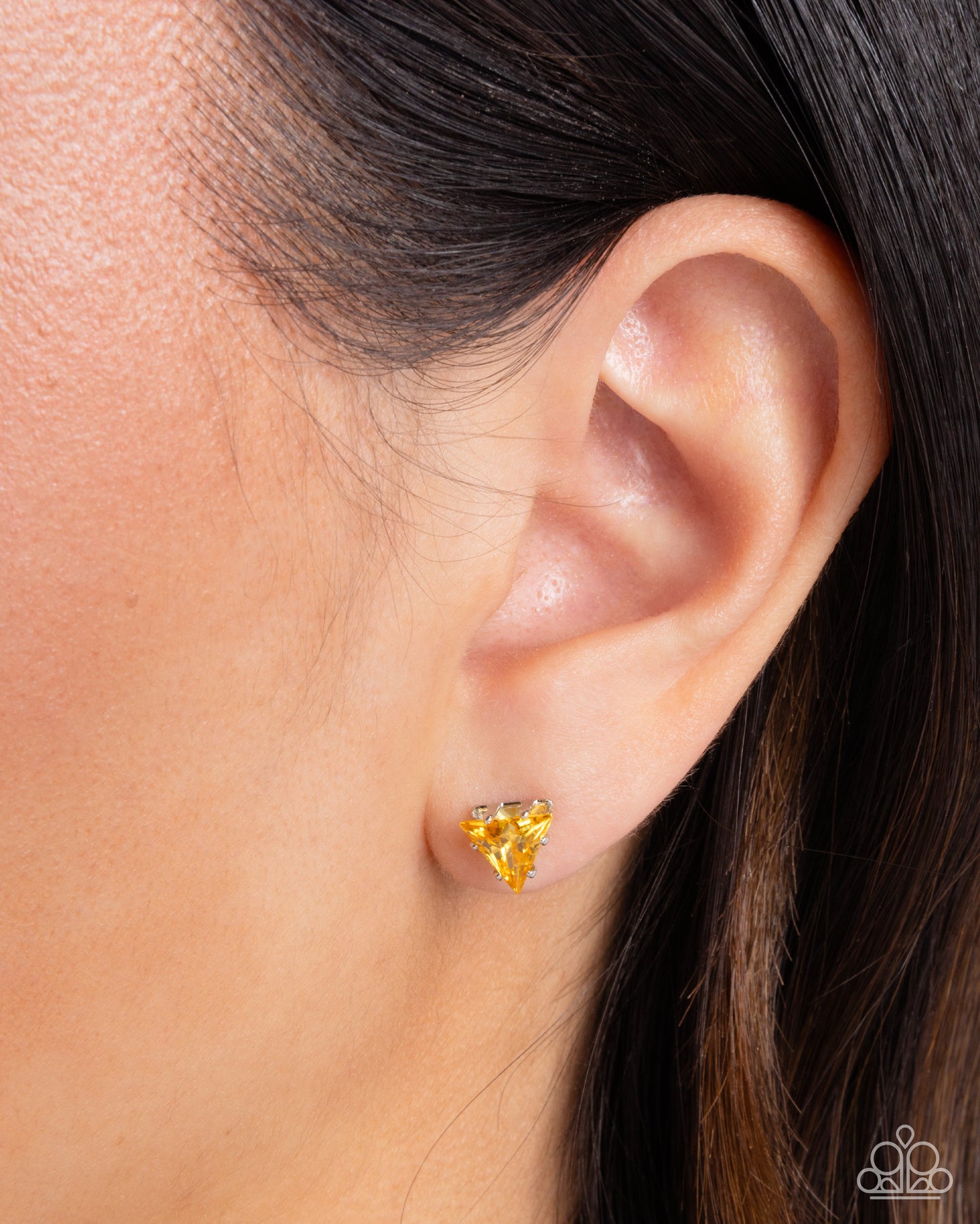 Triangular Twinkle - Yellow Post Earring - Paparazzi - Dare2bdazzlin N Jewelry