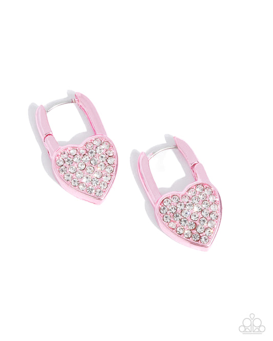 Padlocked Promise - Pink Hoops-Hinge Earring - Paparazzi - Dare2bdazzlin N Jewelry