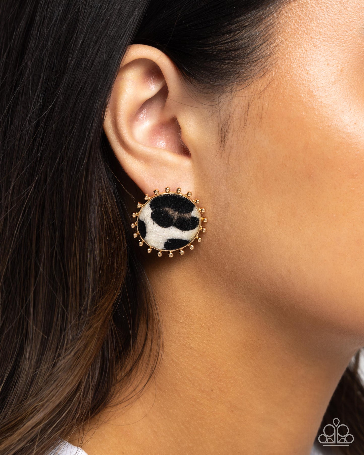 Cowhide Couture - Brown Post Earring - Paparazzi - Dare2bdazzlin N Jewelry