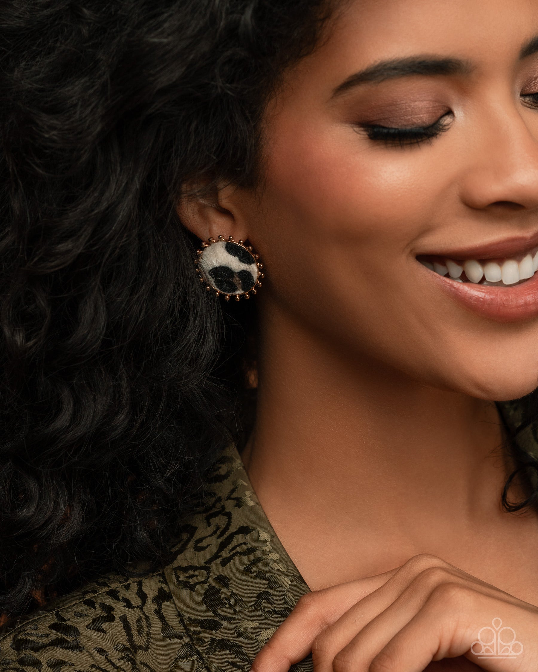 Cowhide Couture - Brown Post Earring - Paparazzi - Dare2bdazzlin N Jewelry