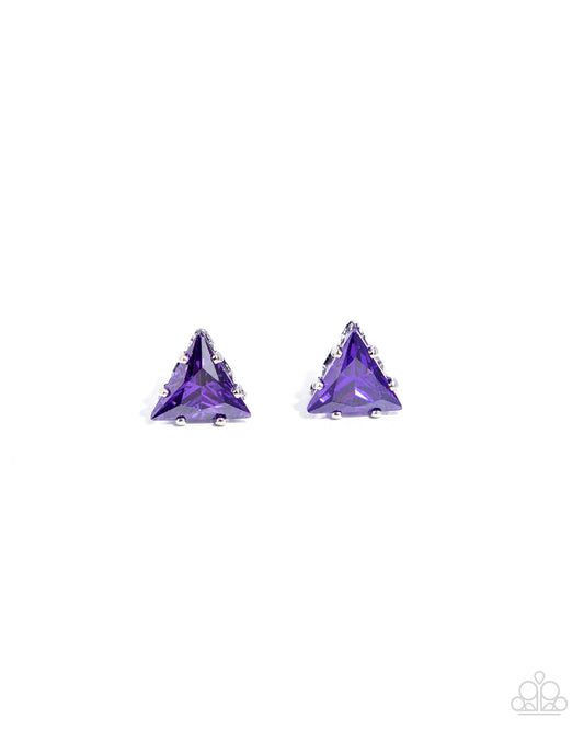 Triangular Twinkle - Purple Post Earring - Paparazzi - Dare2bdazzlin N Jewelry