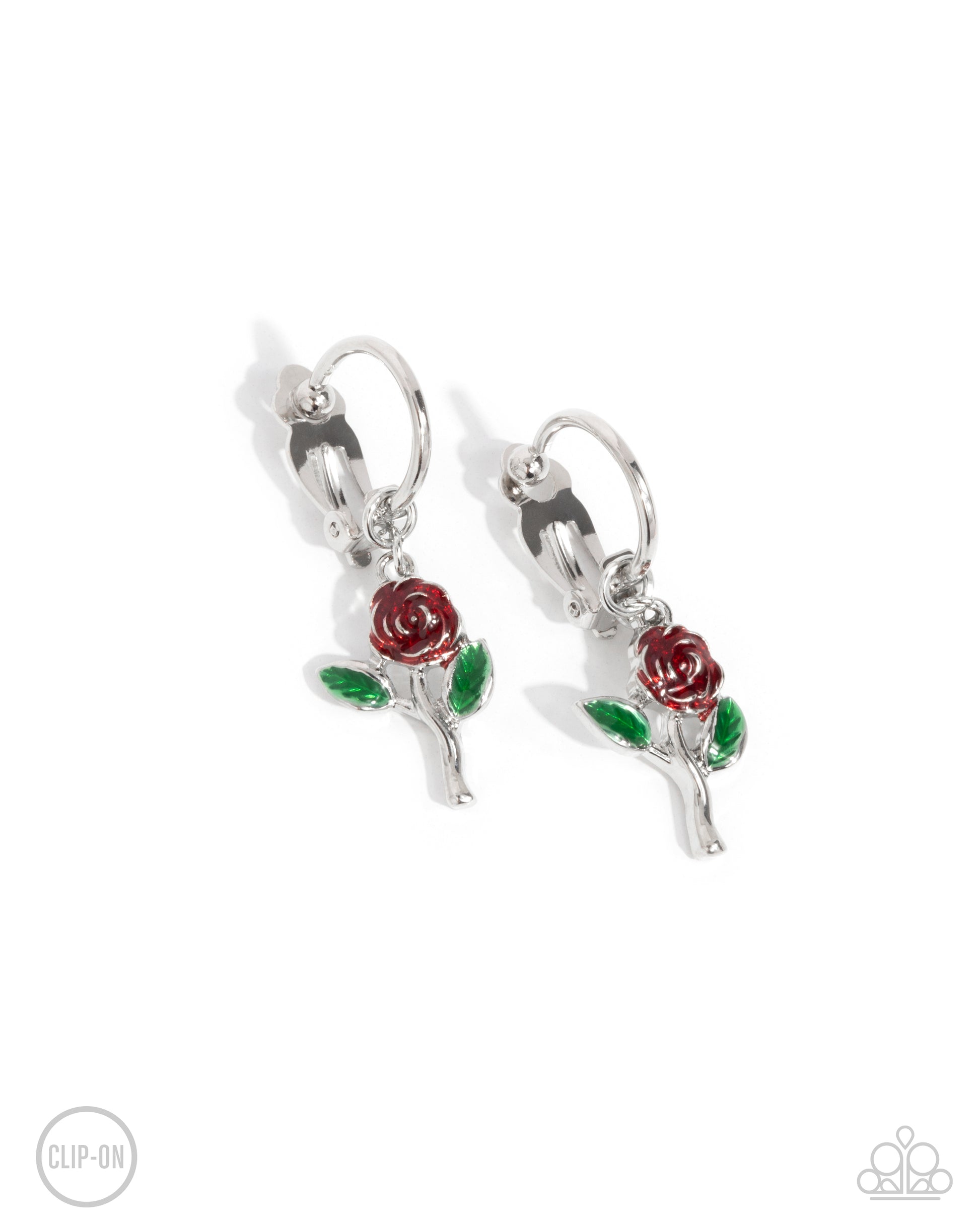 Rose Routine - Red Clip-On Earring - Paparazzi - Dare2bdazzlin N Jewelry