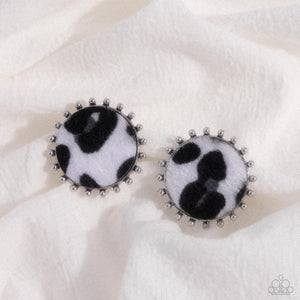 Cowhide Couture - Black Post Earring - Paparazzi