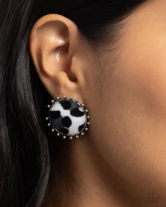 Cowhide Couture - Black Post Earring - Paparazzi