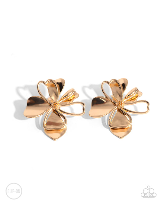 Sweetness and Light - Gold Clip-on Earring - Paparazzi - Dare2bdazzlin N Jewelry