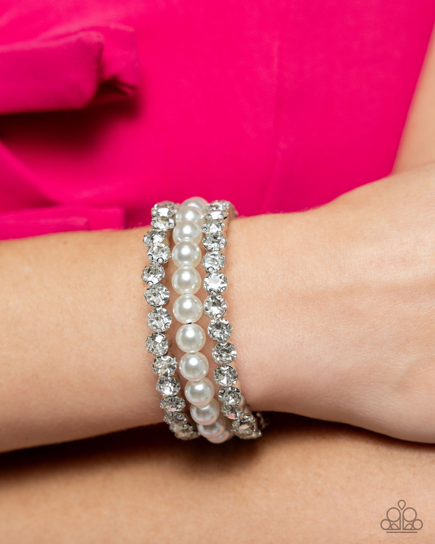 Grandiose Glitz - White Bracelet - Paparazzi - Dare2bdazzlin N Jewelry