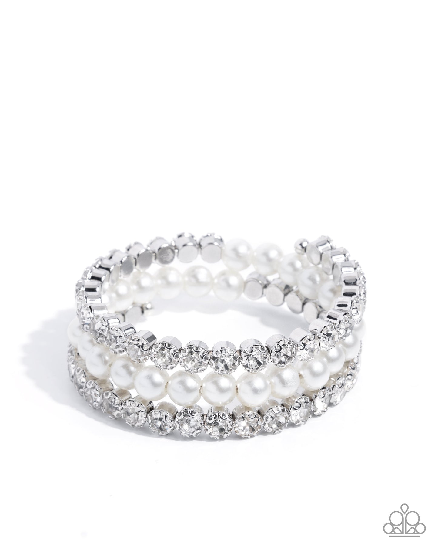 Grandiose Glitz - White Bracelet - Paparazzi - Dare2bdazzlin N Jewelry