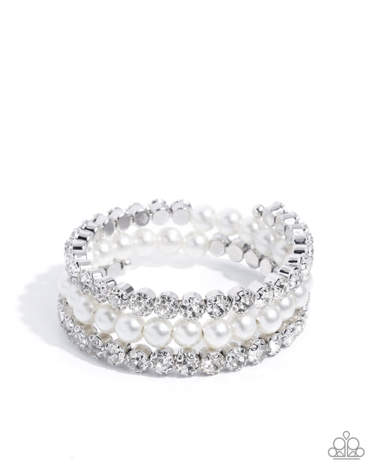 Grandiose Glitz - White Bracelet - Paparazzi - Dare2bdazzlin N Jewelry