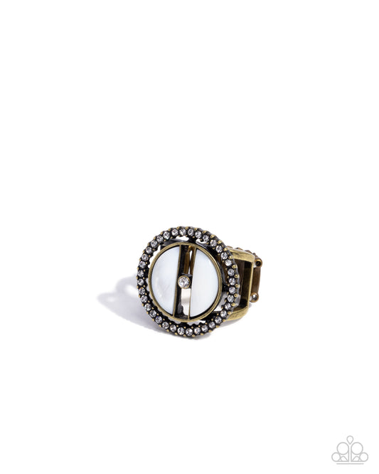 Lavish Looking Glass - Brass Ring - Paparazzi - Dare2bdazzlin N Jewelry