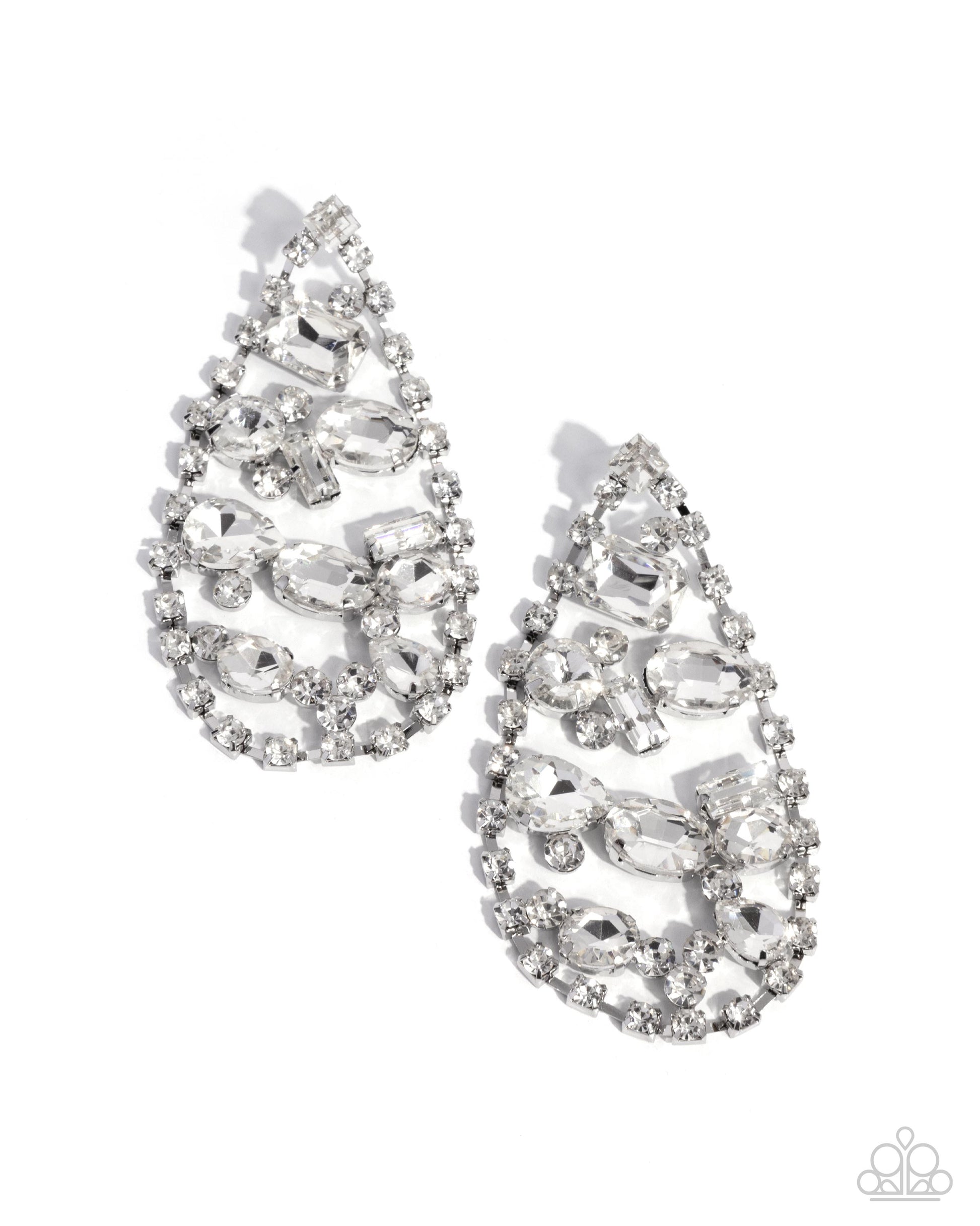 Giant Glitter - White Post Earring - Paparazzi - Dare2bdazzlin N Jewelry