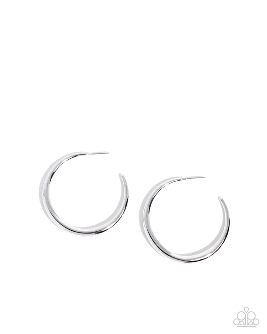 Sleek Selvage - Silver Hoop Earring - Paparazzi - Dare2bdazzlin N Jewelry
