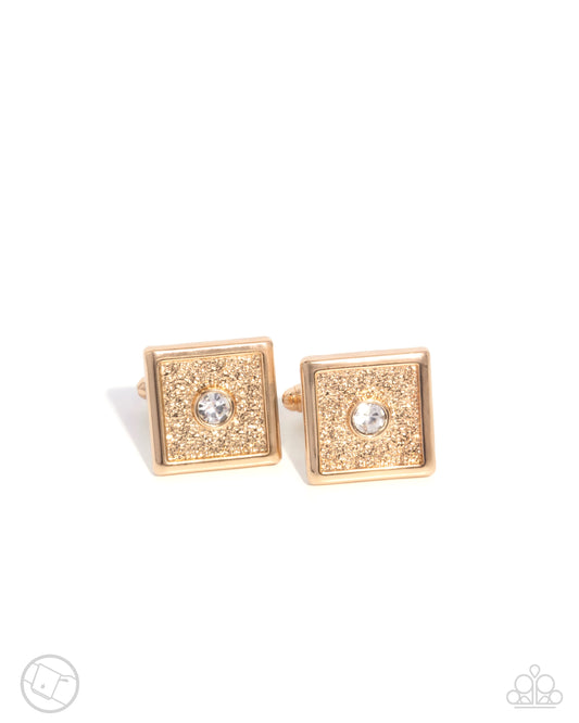 Dear Dazzle - Gold Cuff Links - Paparazzi - Dare2bdazzlin N Jewelry
