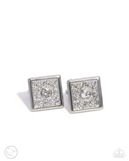 Dear Dazzle - White Cuff Links - Paparazzi - Dare2bdazzlin N Jewelry