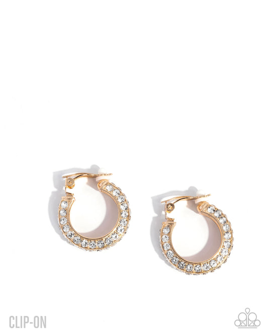 Date Night Debut - Gold Clip-On Earring - Paparazzi - Dare2bdazzlin N Jewelry