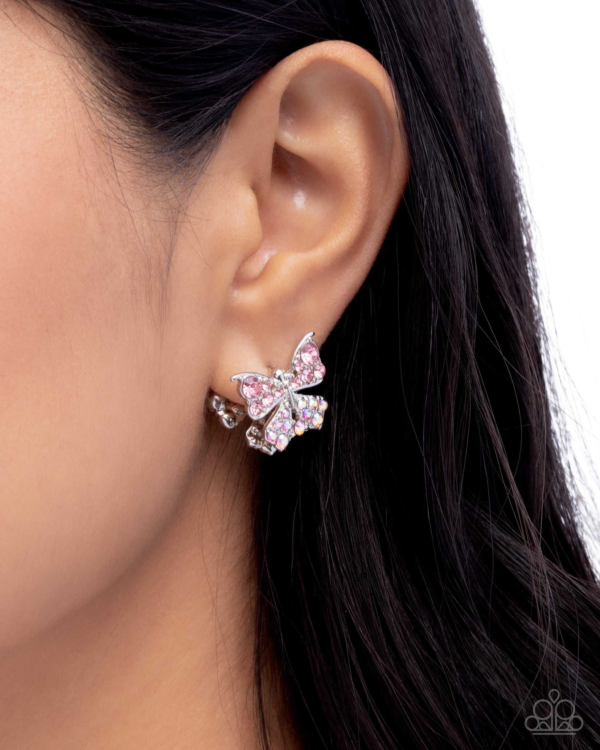 Aerial Apprentice - Pink Hoops Hinge Earring - Paparazzi - Dare2bdazzlin N Jewelry