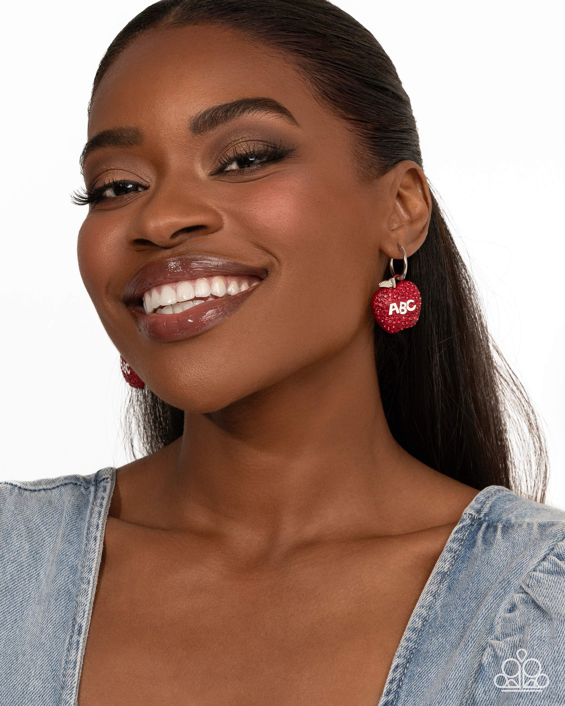 Adorable ABCs - Red Hoop Earring - Paparazzi - Dare2bdazzlin N Jewelry