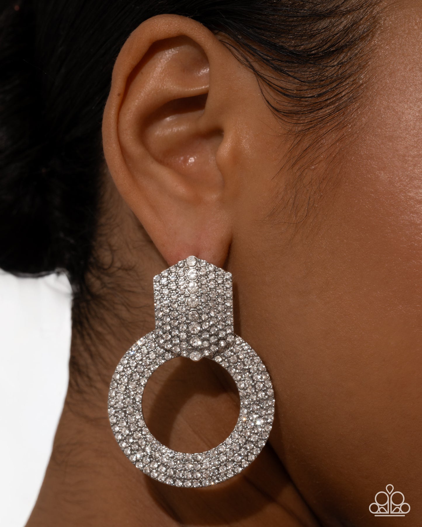 Sparkly Safeguard - White Post Earring - Paparazzi - Dare2bdazzlin N Jewelry