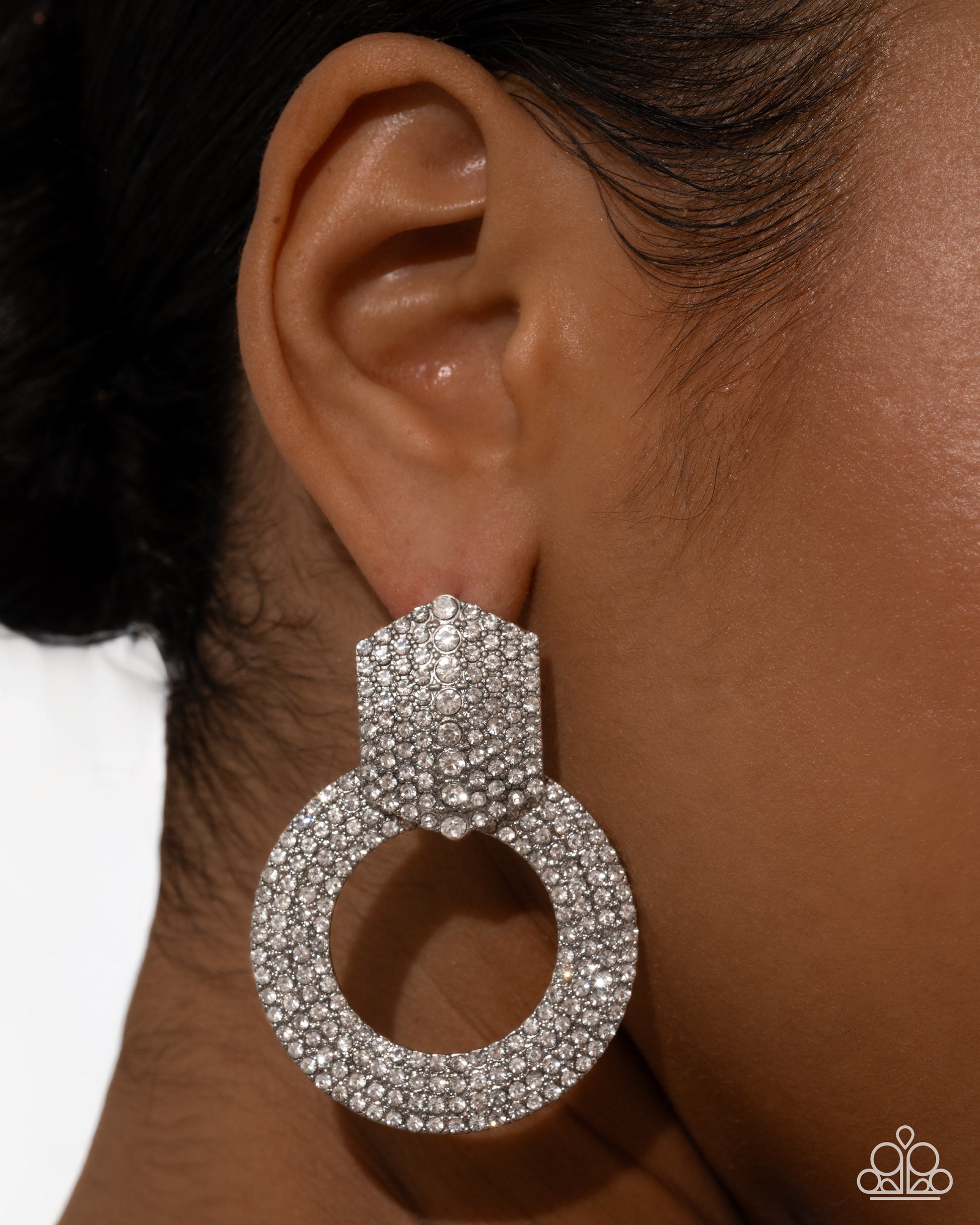 Sparkly Safeguard - White Post Earring - Paparazzi - Dare2bdazzlin N Jewelry