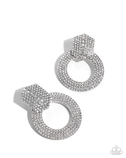Sparkly Safeguard - White Post Earring - Paparazzi - Dare2bdazzlin N Jewelry