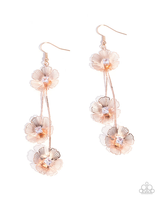 Audaciously Aerial - Rose Gold Earring - Paparazzi - Dare2bdazzlin N Jewelry