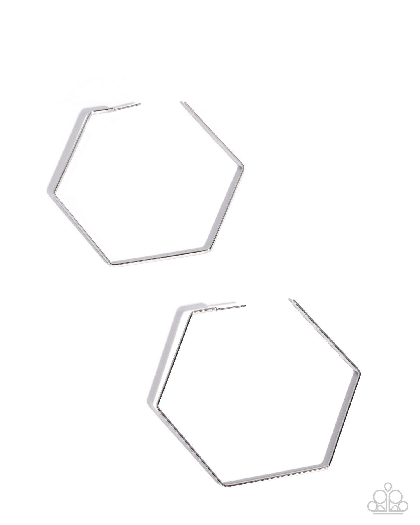 Handcrafted Hexagons - Silver Hoop Earring - Paparazzi - Dare2bdazzlin N Jewelry